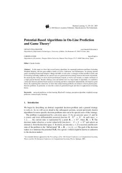 Potential-Based Algorithms in On-Line Prediction and Game Theory