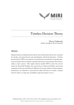 Timeless Decision Theory - Machine Intelligence Research Institute