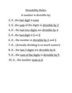Divisibility Rules: A number is divisible by: 2, if&hellip;the last digit is even