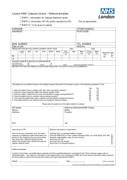 London NHS: Cataract choice &ndash; Referral template