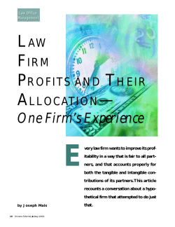 Law Firm Profits and Their Allocation — One