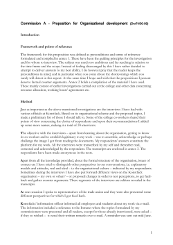 Commission A &ndash; Proposition for Organisational