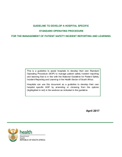 for the management of patient safety incident reporting