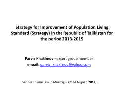 Strategy for Improvement of Population Living Standard (Strategy) in