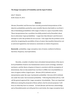 The Range Conception of Probability and the Input Problem