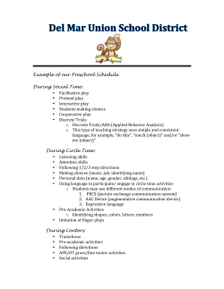 Example of our Preschool Schedule During Social Time