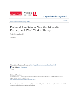 Patchwork Law Reform: Your Idea Is Good in Practice, but It Won`t