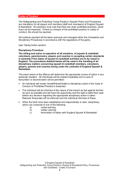 ESR Codes of Conduct - Wycombe Squash and Racketball Club