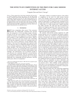 the effects of competition on the price for cable modem