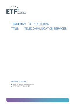 Tender Specifications - European Training Foundation