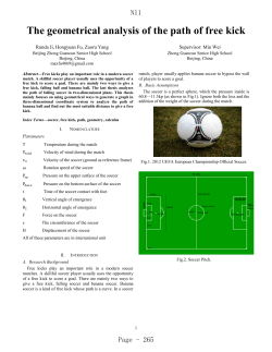 The geometrical analysis of the path of free kick