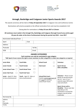 Junior Sports Awards Nomination Form 2017
