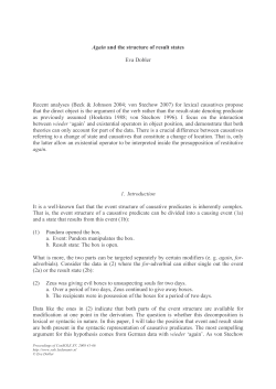Again and the structure of result states Eva Dobler Recent
