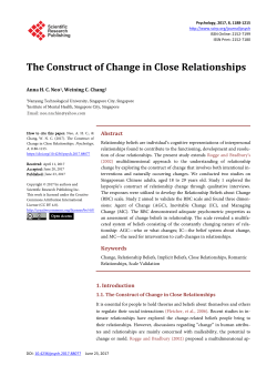The Construct of Change in Close Relationships