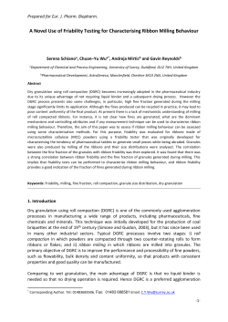 A Novel Use of Friability Testing for Characterising Ribbon Milling