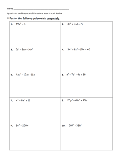 After School review on Polynomials and Quadratics