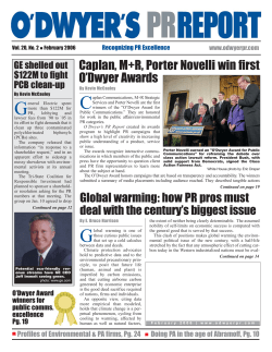 Caplan, M+R, Porter Novelli win first O`Dwyer Awards