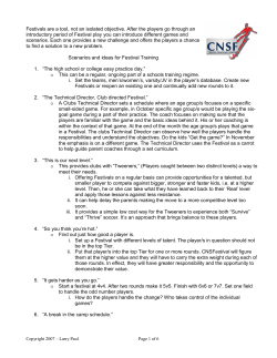 Festivals are a tool, not an isolated objective. After the players go