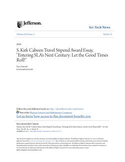 S. Kirk Cabeen Travel Stipend Award Essay