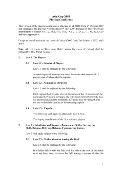 Playing Conditions - Asian Cricket Council