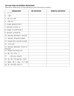 Set and Interval Notation Worksheet