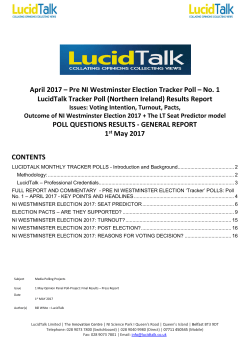 April 2017 &ndash; Pre NI Westminster Election Tracker Poll &ndash; No. 1
