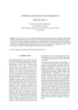 COOPERATING AGENTS FOR PLANNING AND SCHEDULING