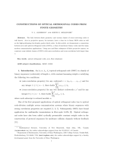 optical orthogonal code