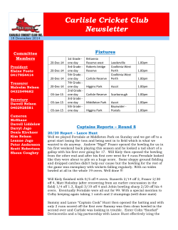 Carlisle Cricket Club Newsletter 18 December 2014 Committee