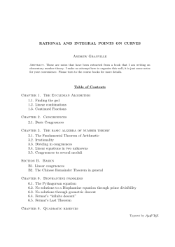 RATIONAL AND INTEGRAL POINTS ON CURVES Andrew Granville