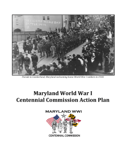 Maryland World War I Centennial Commission Action
