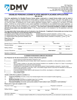 Application for Disabled Persons License Plates