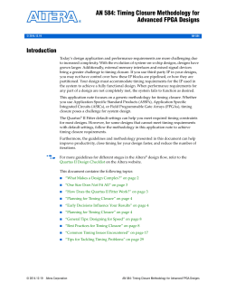 AN 584: Timing Closure Methodology for Advanced FPGA
