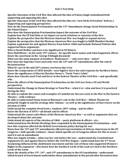 Unit 5 Test Help Specific Outcomes of the Civil War that affected the