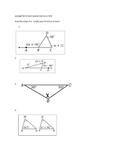 GEOMETRY STUDY GUIDE FOR CH 4 TEST Find the value of x