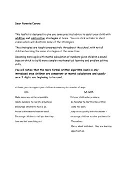 Numeracy Parent Advice Leaflet