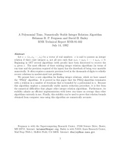 A Polynomial Time, Numerically Stable Integer Relation Algorithm