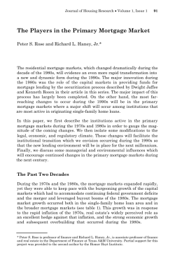 The Players in the Primary Mortgage Market