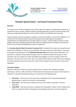 Horsham Special School Curriculum Framework Policy.