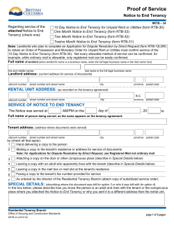 Proof of Service Notice to End Tenancy