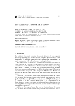 The Additivity Theorem in K</Emphasis