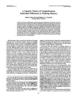 (1992). A capacity theory of comprehension: Individual differences in