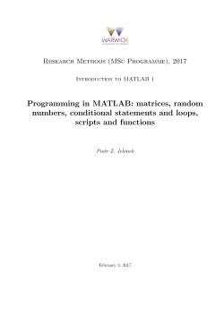 Programming in MATLAB: matrices, random numbers, conditional