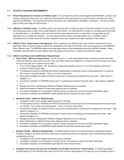 3.1 ATHLETIC COACHING REQUIREMENTS 3.1.1 School