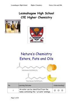 Esters, Fats and Oils Pupil Notes