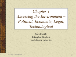Chapter 1 Assessing the Environment &ndash; Political, Economic, Legal