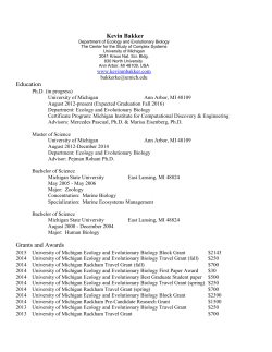 Kevin Bakker Department of Ecology and Evolutionary Biology The