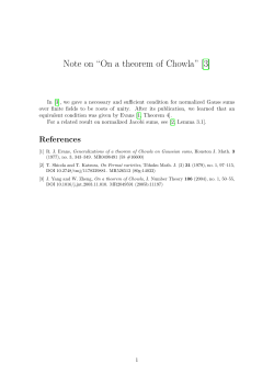 Note on &ldquo;On a theorem of Chowla&rdquo; [3]