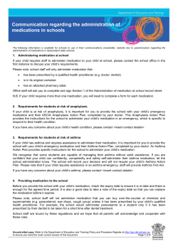 Communication regarding the administration of medications in schools