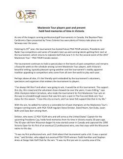 Mackenzie Tour players past and present hold fond memories of